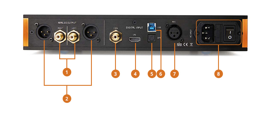 Aperçu de la connectique du HOLO AUDIO CYAN 2